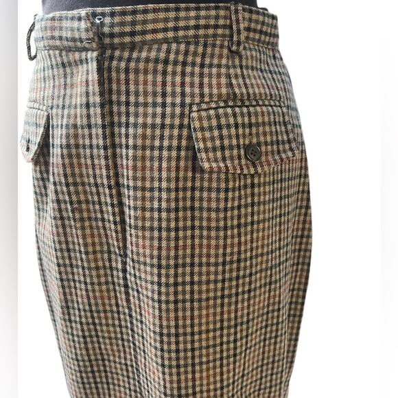 Vtg 90s Plaid Wool Pocket Equestrian English Office Preppy Skirt 10 Heritage - Picture 3 of 6